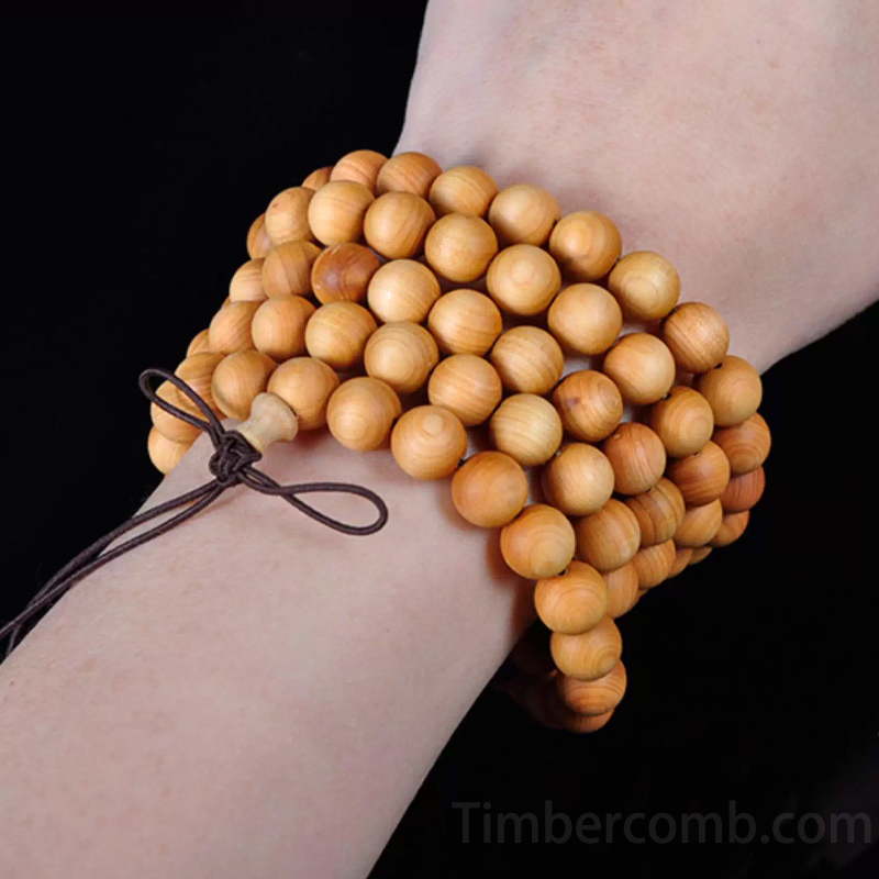 数珠ブレスレット 天然木 108玉 ヒノキ 念珠ブレスレット メンズレディース お守り 腕輪ブレスレット 魔除け