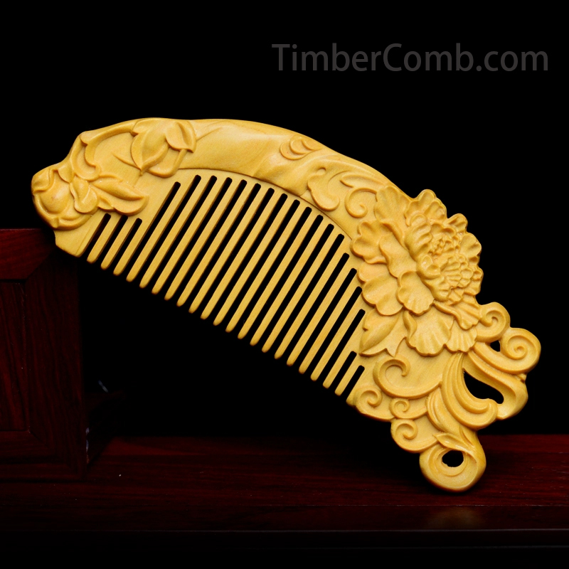 つげ櫛の無垢材使用・古典彫刻手作り工芸櫛｜贈答用ヘアケアスタイリング梳き櫛-木彫り高級人気専門店