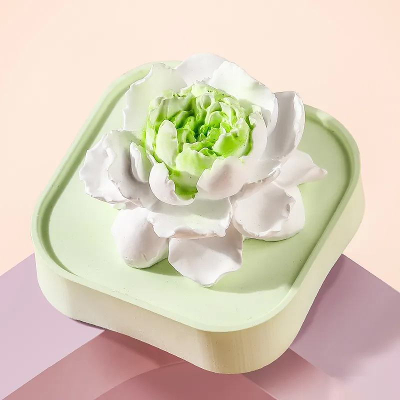 アロマストーン ジャスミン型 石膏製 オイルストーン 水なし おしゃれ アロマオイル エッセンシャルオイル付 アロマディフューザー