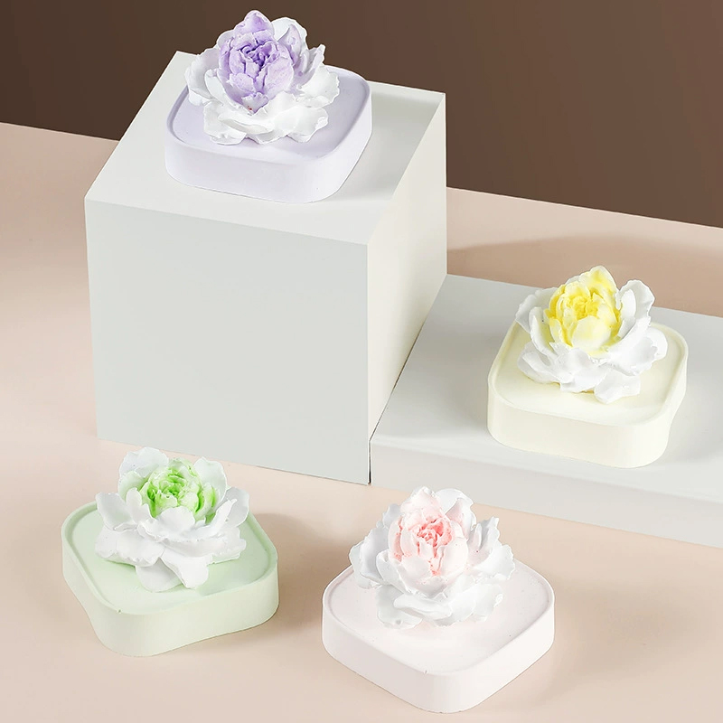 アロマストーン ジャスミン型 石膏製 オイルストーン 水なし おしゃれ アロマオイル エッセンシャルオイル付 アロマディフューザー