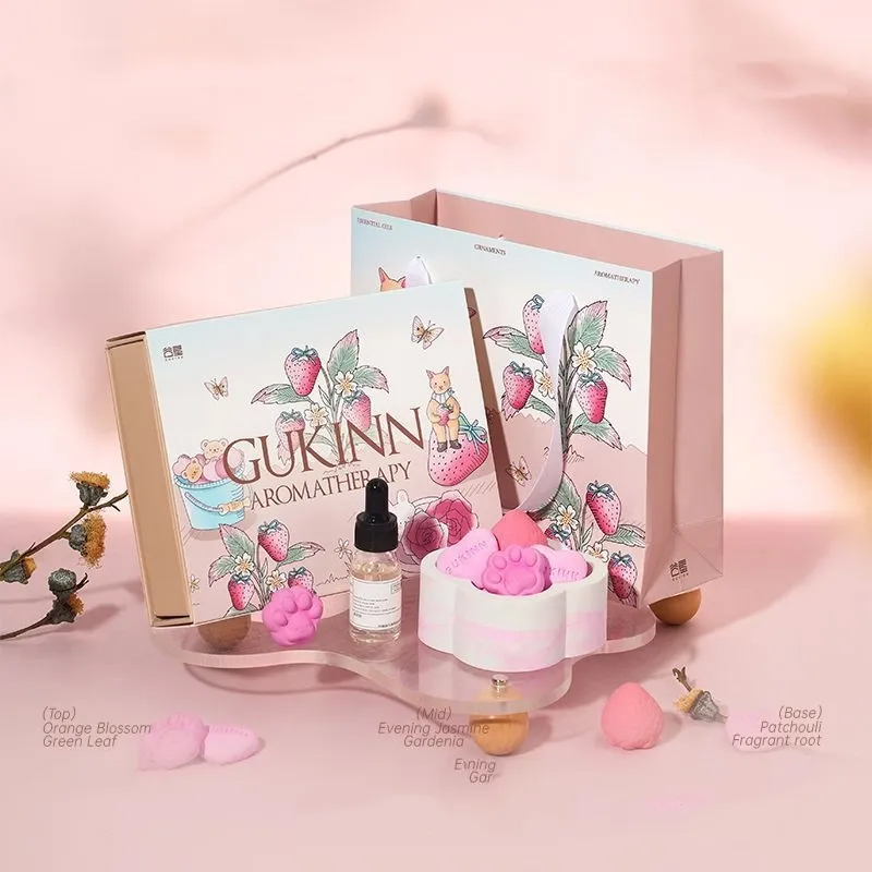 アロマストーン 石膏製 猫の爪 いちご ハート ストーン アロマオイル かわいい ストーンディフューザー 置き型 プレゼント