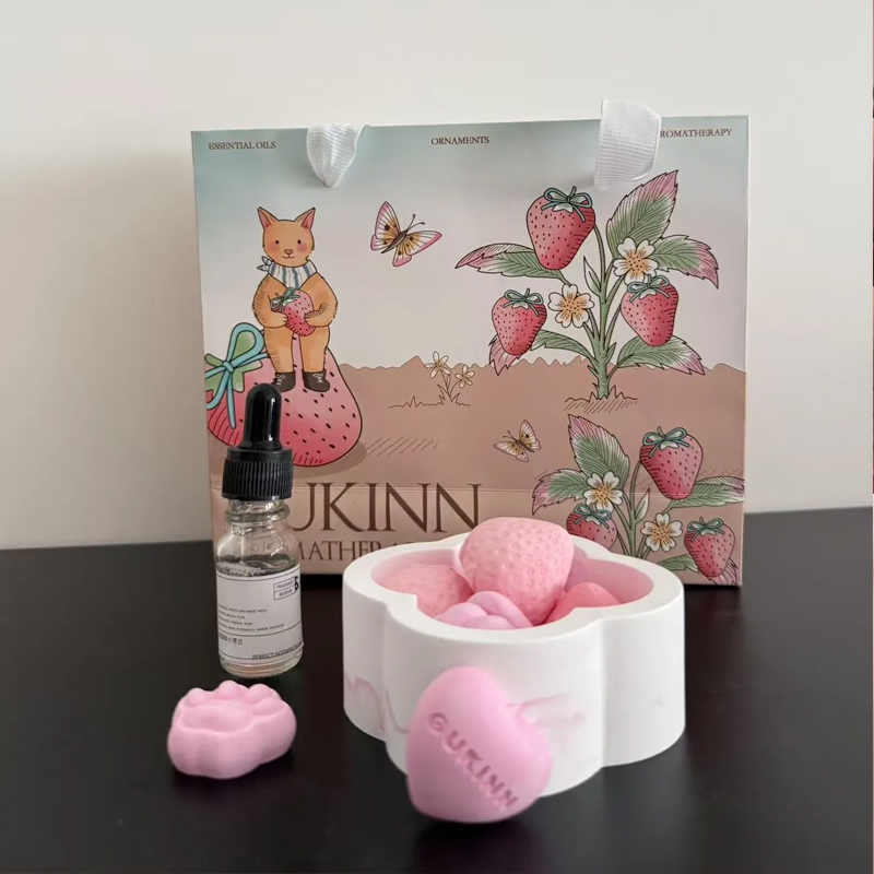 アロマストーン 石膏製 猫の爪 いちご ハート ストーン アロマオイル かわいい ストーンディフューザー 置き型 プレゼント