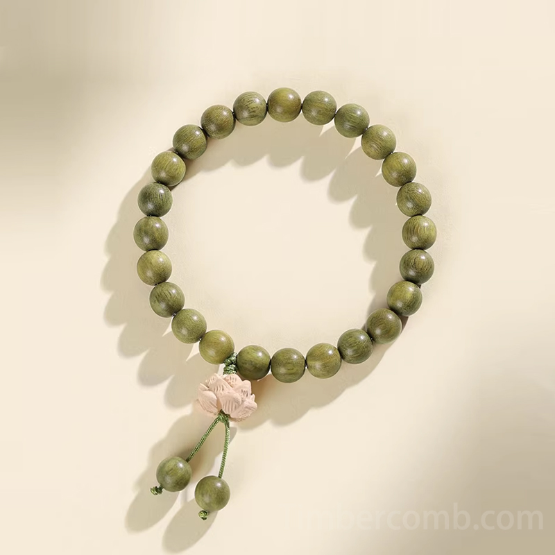 緑檀木ブレスレット 蓮 お守り ビーズサイズ8mm 腕輪ブレスレット レディース 数珠ブレスレット 木製 ブレス 
