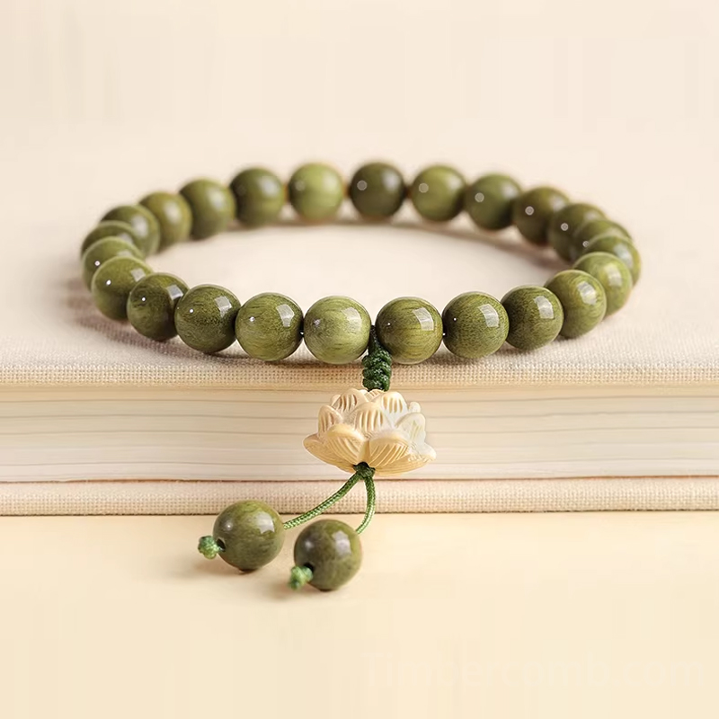 緑檀木ブレスレット 蓮 お守り ビーズサイズ8mm 腕輪ブレスレット レディース 数珠ブレスレット 木製 ブレス 