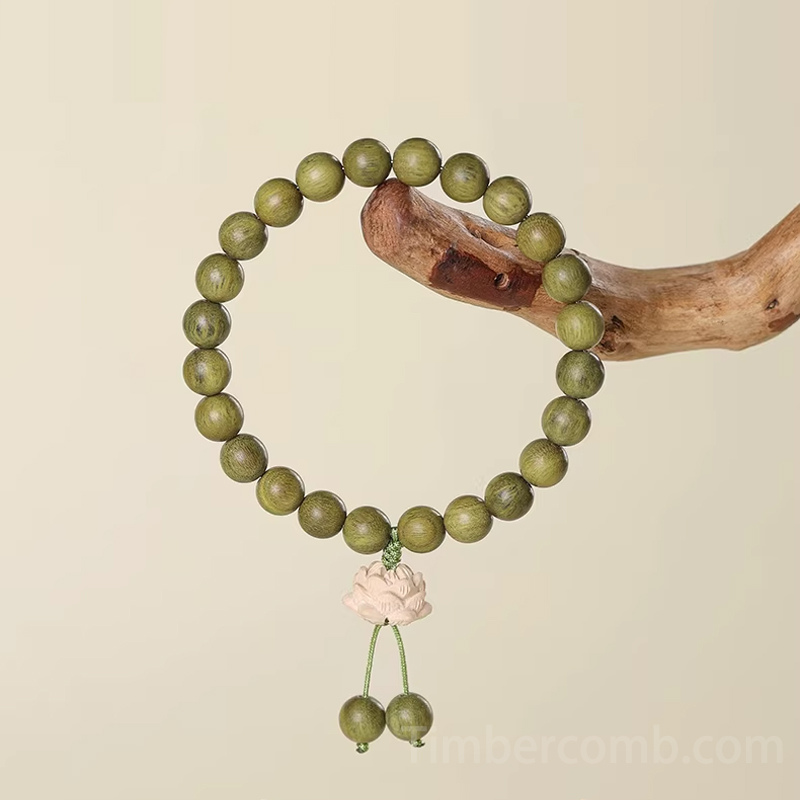 緑檀木ブレスレット 蓮 お守り ビーズサイズ8mm 腕輪ブレスレット レディース 数珠ブレスレット 木製 ブレス 