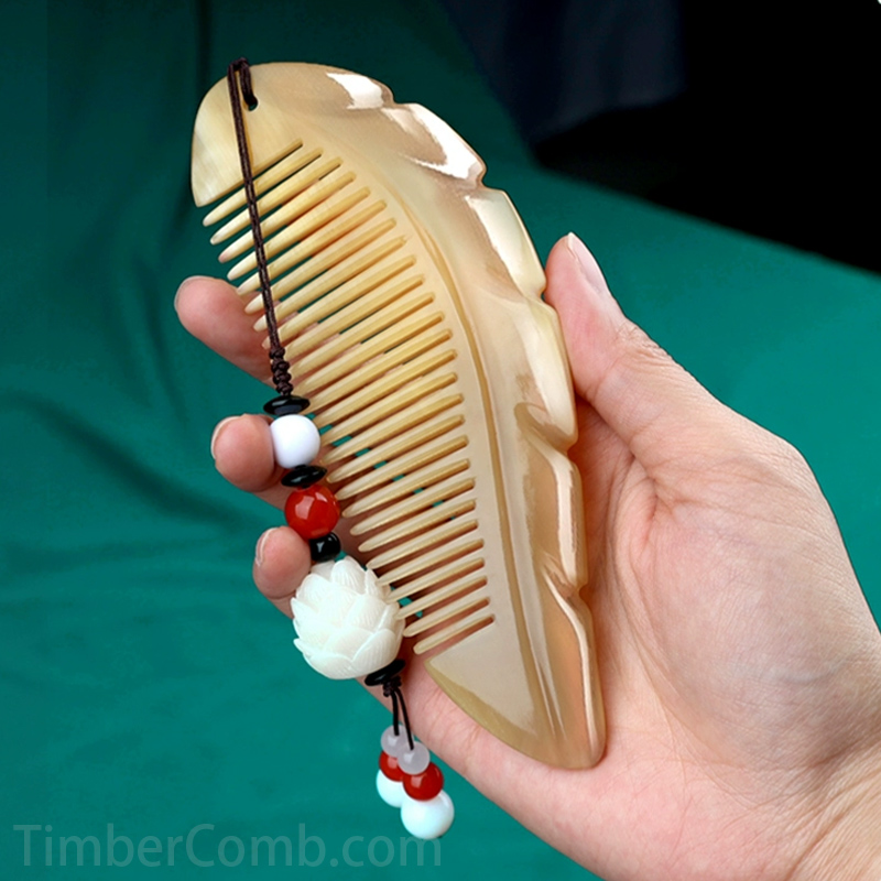 天然牛角櫛 女性用ロングヘア専用 静電気防止 家庭用ギフトボックス