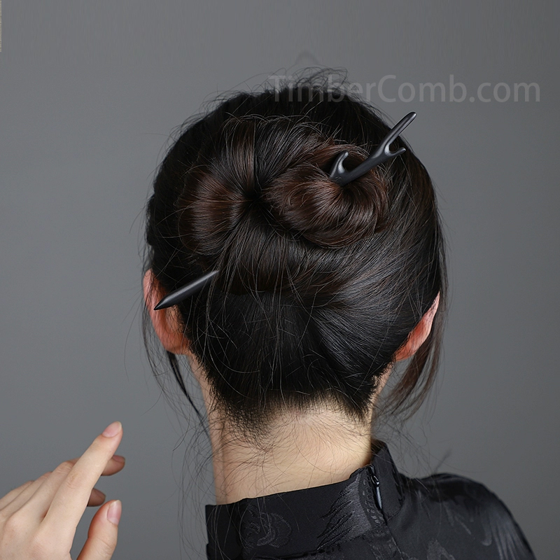 木製簪 一本挿し かんざし 木製 檀木 一本簪 鹿の角 ヘアアクセサリー 髪飾り 古典柄 浴衣似合い 成人式 和装 花火大会