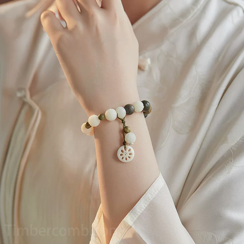 緑檀木ブレスレット蓮の根 レディース 腕輪ブレスレット お守り数珠ブレスレット 手作り