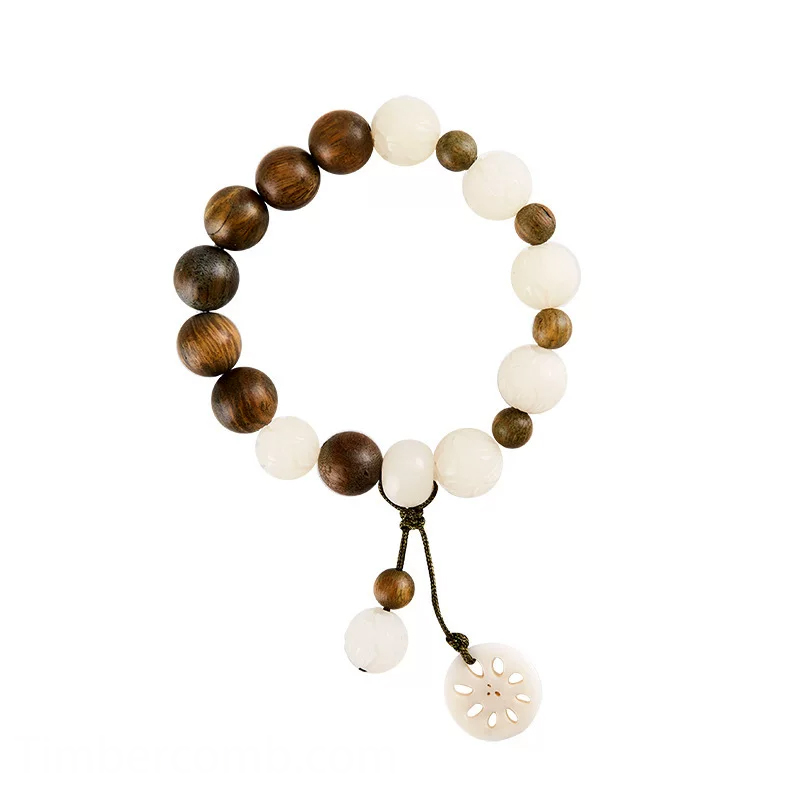 緑檀木ブレスレット蓮の根 レディース 腕輪ブレスレット お守り数珠ブレスレット 手作り