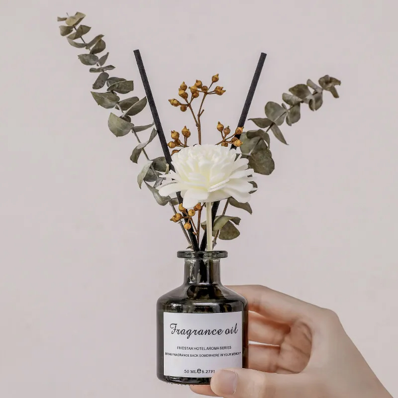 リードディフューザー ドライフラワー付き リード付 芳香剤 ガラスボトル アロマデュフューザー ルームフレグランス