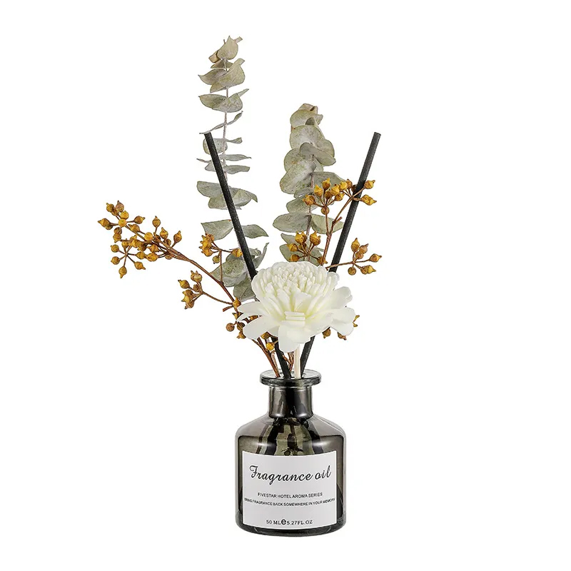 リードディフューザー ドライフラワー付き リード付 芳香剤 ガラスボトル アロマデュフューザー ルームフレグランス