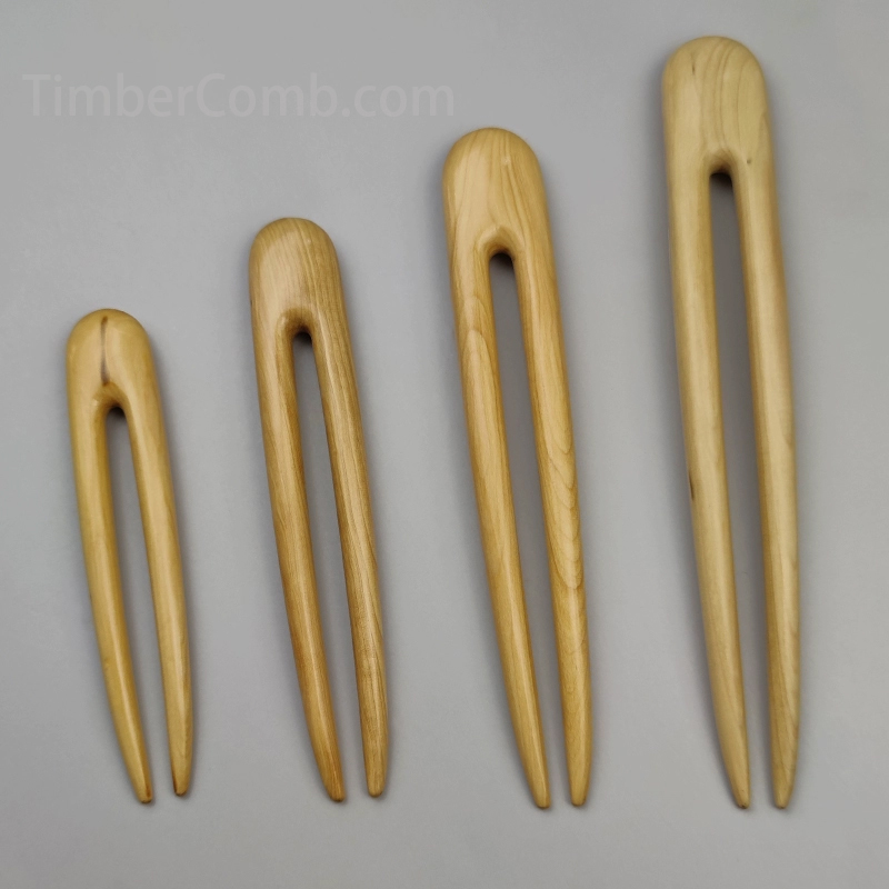 つげ木製アーチ型かんざし 無着色天然木 古風エレガントヘアアクセサリー 高級ヘアピン-木彫り高級人気専門店