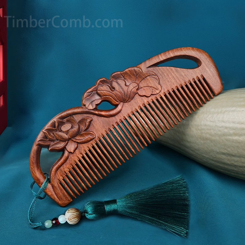 母の日・バレンタインデー向け 女性専用 長髪用天然櫛 家庭用 髪と頭皮ケア 妻や女性への贈り物-木彫り高級人気専門店