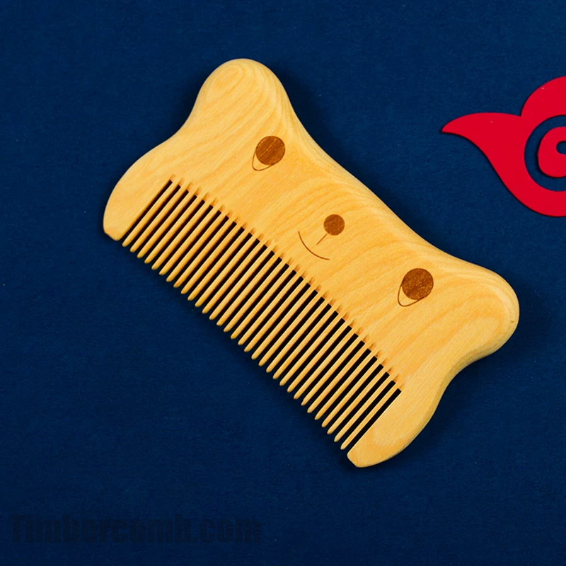 つげ櫛 携帯用 細目すき櫛 猫の可愛いキャラクター櫛 静電気防止 抜け毛防止 頭皮マッサージ