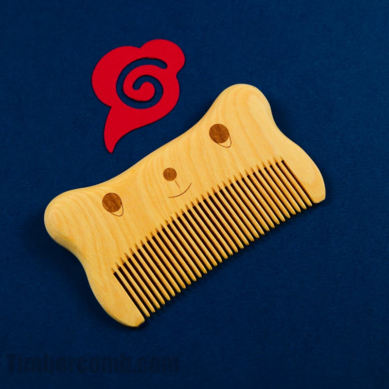 つげ櫛 携帯用 細目すき櫛 猫の可愛いキャラクター櫛 静電気防止 抜け毛防止 頭皮マッサージ