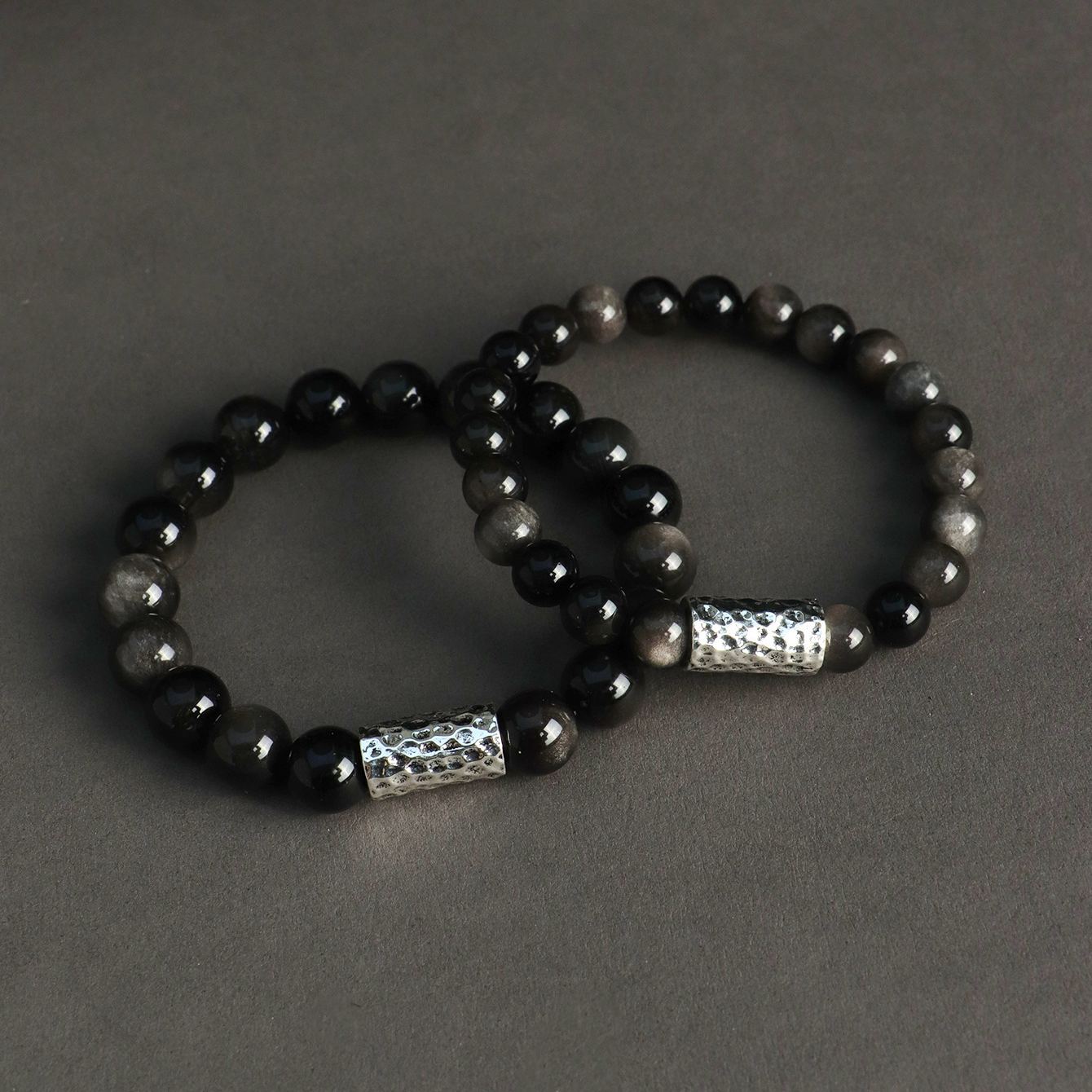 銀曜石ブレスレット メンズ レディース ペア 天然石 パワーストーン ブレスレット お守り 数珠