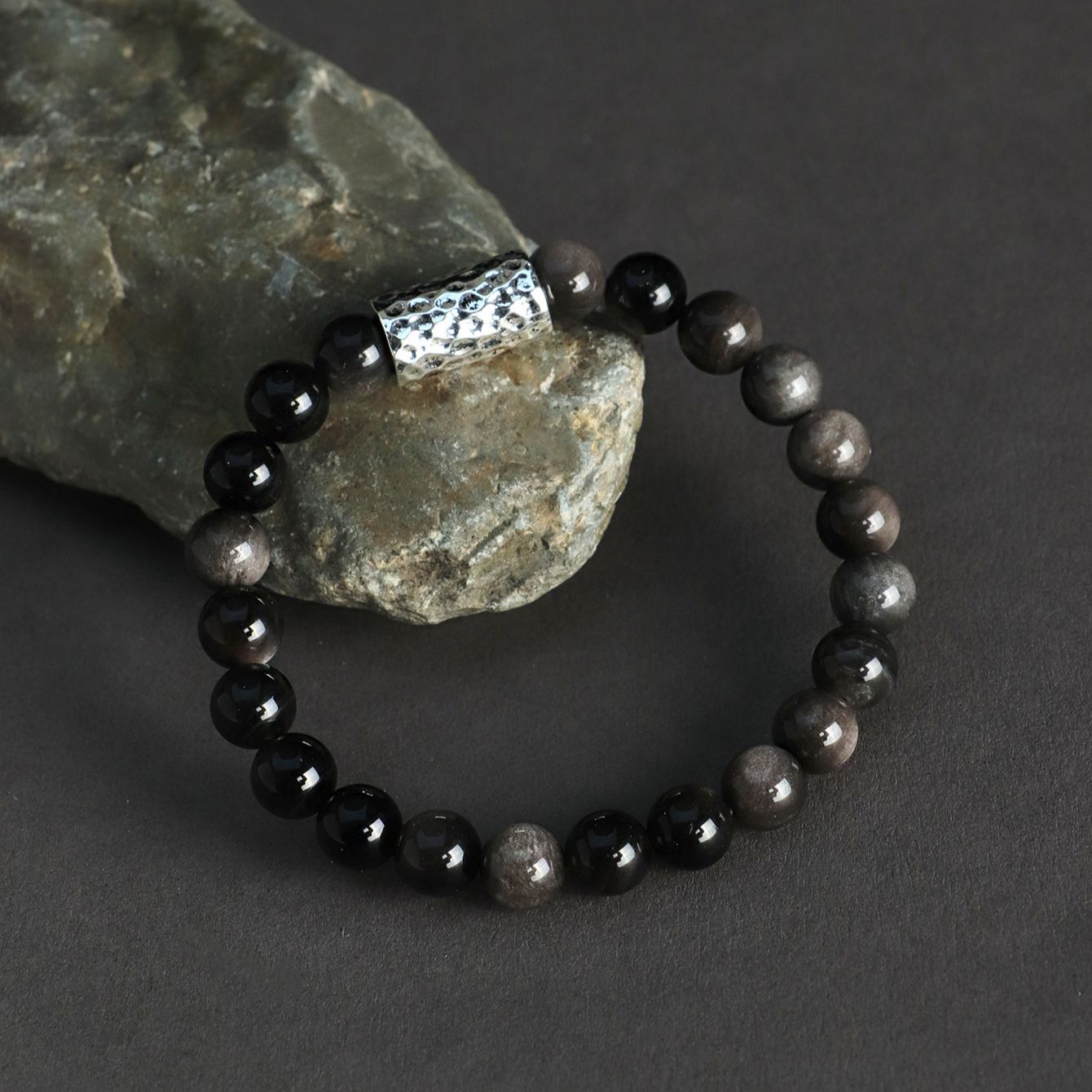 銀曜石ブレスレット メンズ レディース ペア 天然石 パワーストーン ブレスレット お守り 数珠