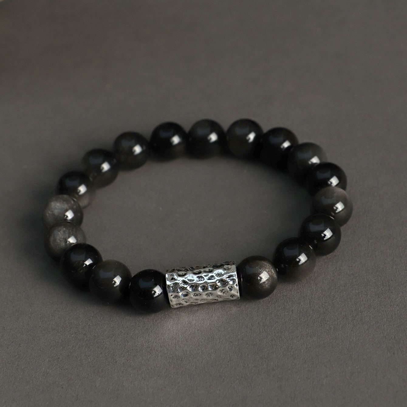 銀曜石ブレスレット メンズ レディース ペア 天然石 パワーストーン ブレスレット お守り 数珠