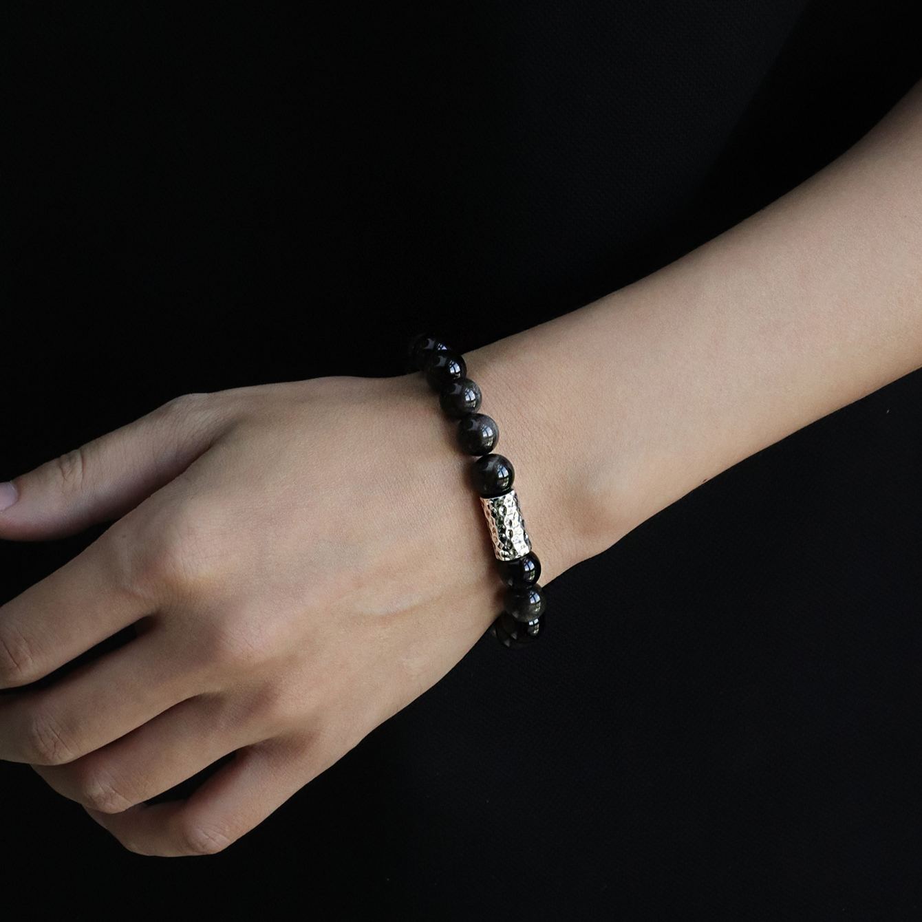 銀曜石ブレスレット メンズ レディース ペア 天然石 パワーストーン ブレスレット お守り 数珠