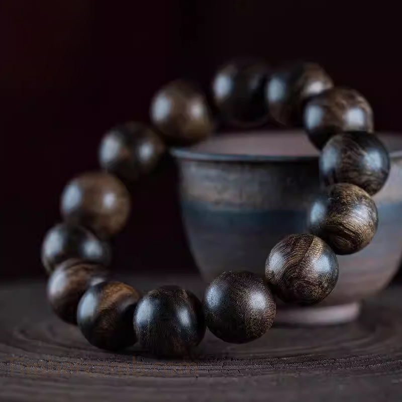 天然木沈香ブレスレット ベトナム産 ビーズサイズ 18mm 数珠ブレスレット メンズ 腕輪ブレスレット高品質