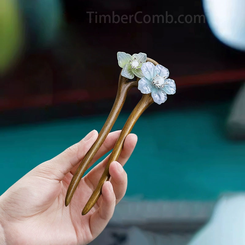 オリジナル手作り u字かんざし プレミアムモデル｜黒檀の艶で首元に高級感を宿す（女性用）-木彫り高級人気専門店