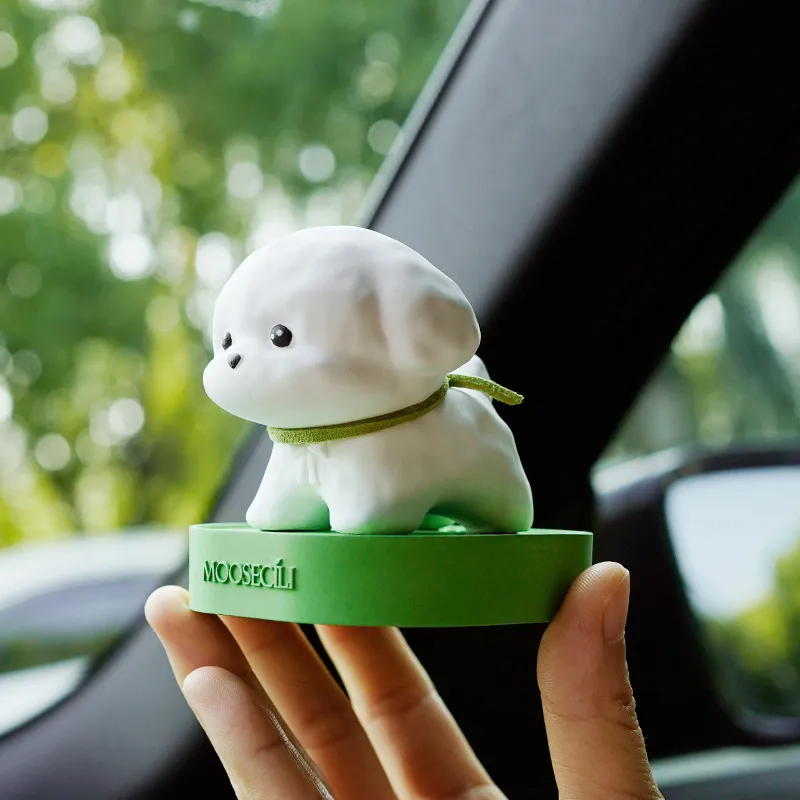 アロマストーン 子犬 石膏製 アロマオイル付き アロマディフューザー 癒しプレゼント 車載 犬 置物