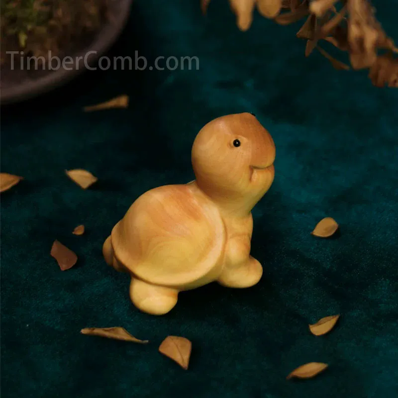 つげ木の子カメ形木彫り手掛け｜可愛い萌えペット風 常時携帯・机の上に置いて楽しめる文玩小物-木彫り高級人気専門店
