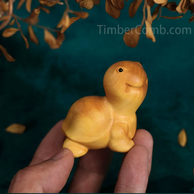 つげ木の子カメ形木彫り手掛け｜可愛い萌えペット風 常時携帯・机の上に置いて楽しめる文玩小物-木彫り高級人気専門店