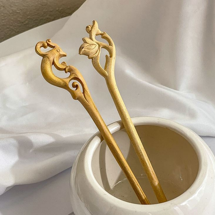 職人手作りの桃の木の簪 高級木材 桃材 1本かんざし 髪飾り かわいい 和風 写真 桃材の簪