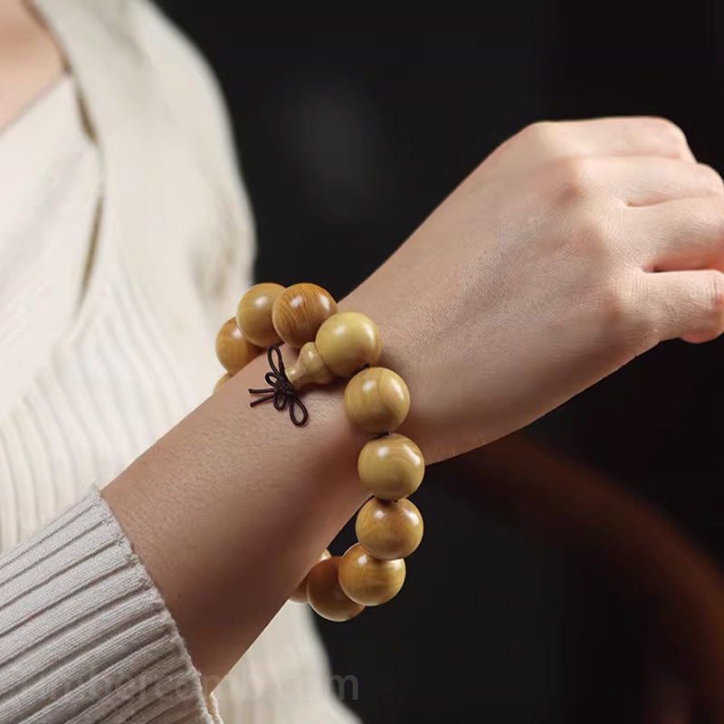 柘植つげ ブレスレット お守り ビーズサイズ 15mm/18mm 数珠ブレスレット メンズ レディース 天然木