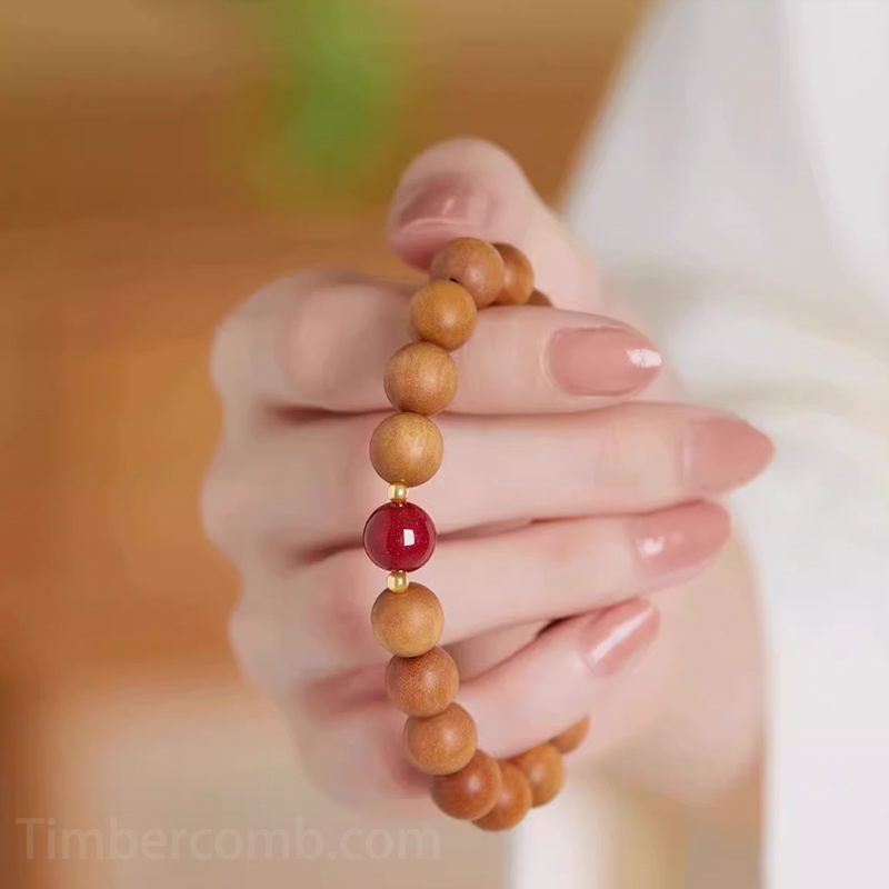 桃の木 ブレスレット お守り 朱砂 辰砂 ビーズサイズ 8mm/10mm 仏教ブレスレット レディース 天然木