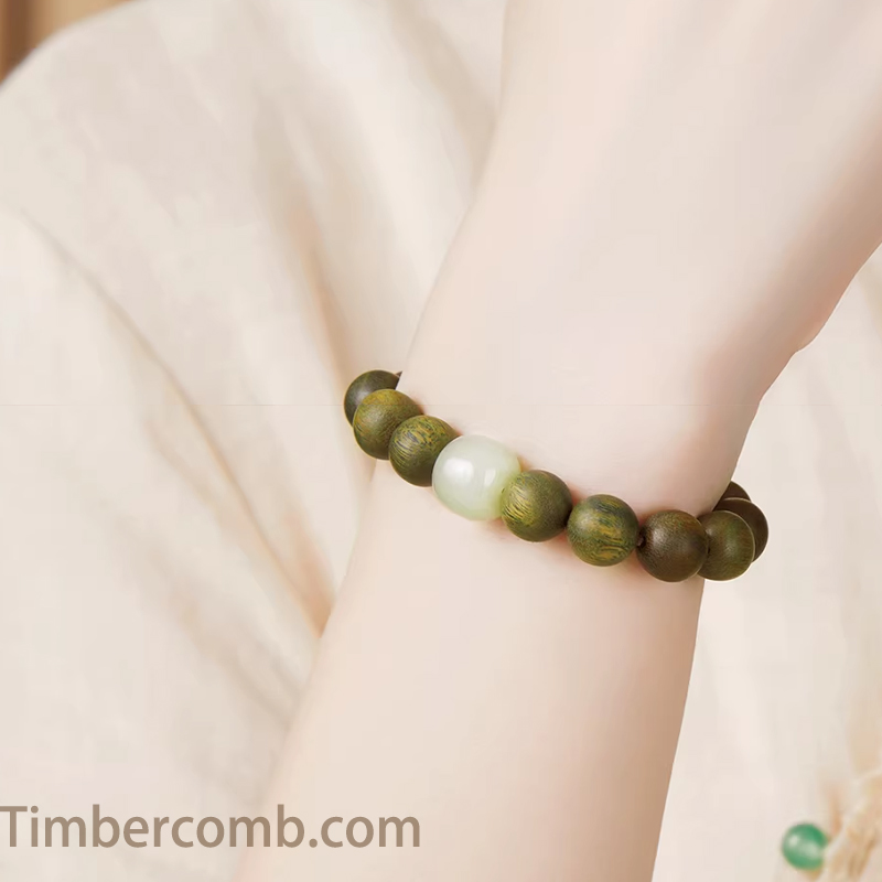 緑檀木ブレスレット パワーストーン 8mm 木玉ブレス レディース 数珠ブレスレット 生命樹 天然木 ブレスレット
