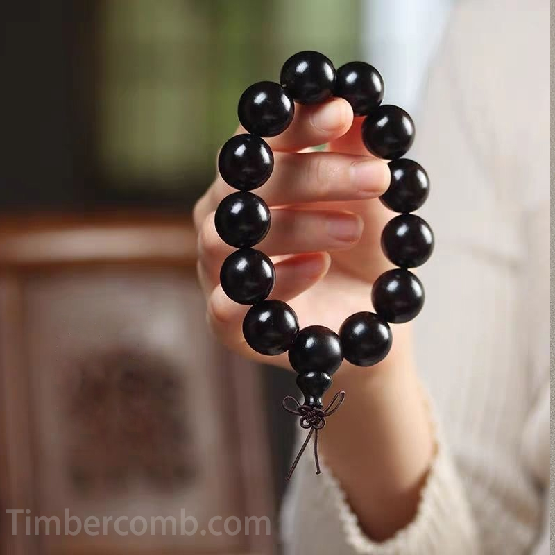天然黒檀木ブレスレット ウッド 大きい メンズ レディース おしゃれ数珠ブレスレット カジュアル