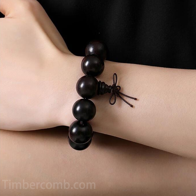 天然黒檀木ブレスレット ウッド 大きい メンズ レディース おしゃれ数珠ブレスレット カジュアル