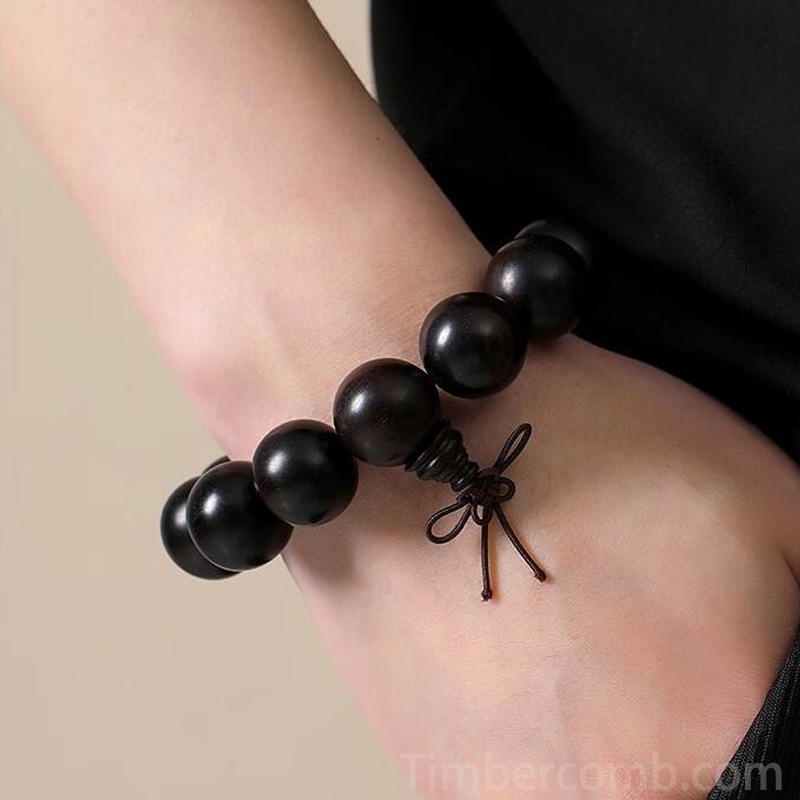 天然黒檀木ブレスレット ウッド 大きい メンズ レディース おしゃれ数珠ブレスレット カジュアル