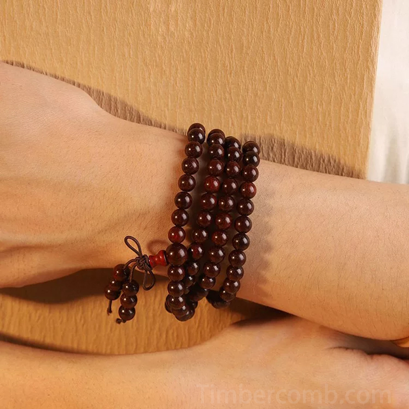 紫檀木ブレスレット 108玉 丸玉 お守り 数珠ブレスレット メンズレディース サンダルウッド 仏教ブレスレット 