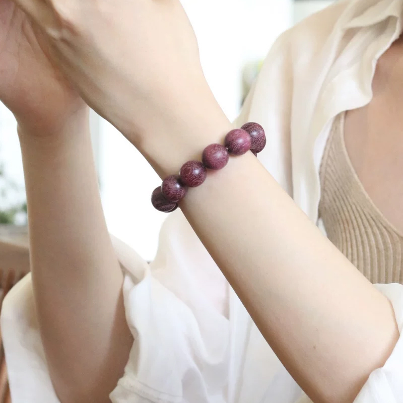 パープルハート ブレスレット 天然木 メンズ レディース 木製腕輪ブレスレット お守り プレゼント