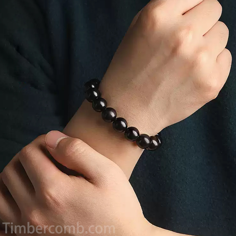 黒檀木ブレスレット エスニックお守り ペア ブレスレット アフリカ黒檀木 天然木 数珠 ブレスレット