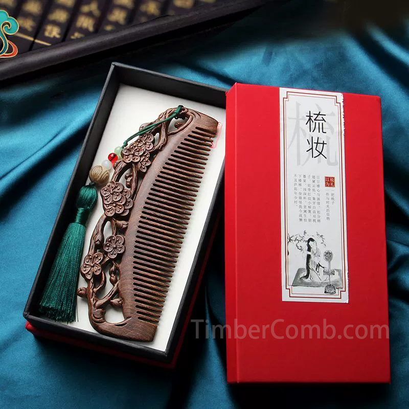 母の日・バレンタインデー向け 女性専用 長髪用天然櫛 家庭用 髪と頭皮ケア 妻や女性への贈り物-木彫り高級人気専門店