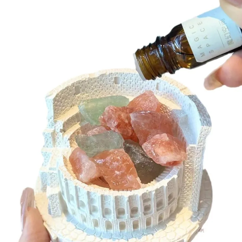 アロマストーン 天然石 石膏容器 ローマン建築 精油1本 水晶 ローズクォーツ アロマディフューザー 水なし 火なし 置物 おしゃれ ギフト プレゼント