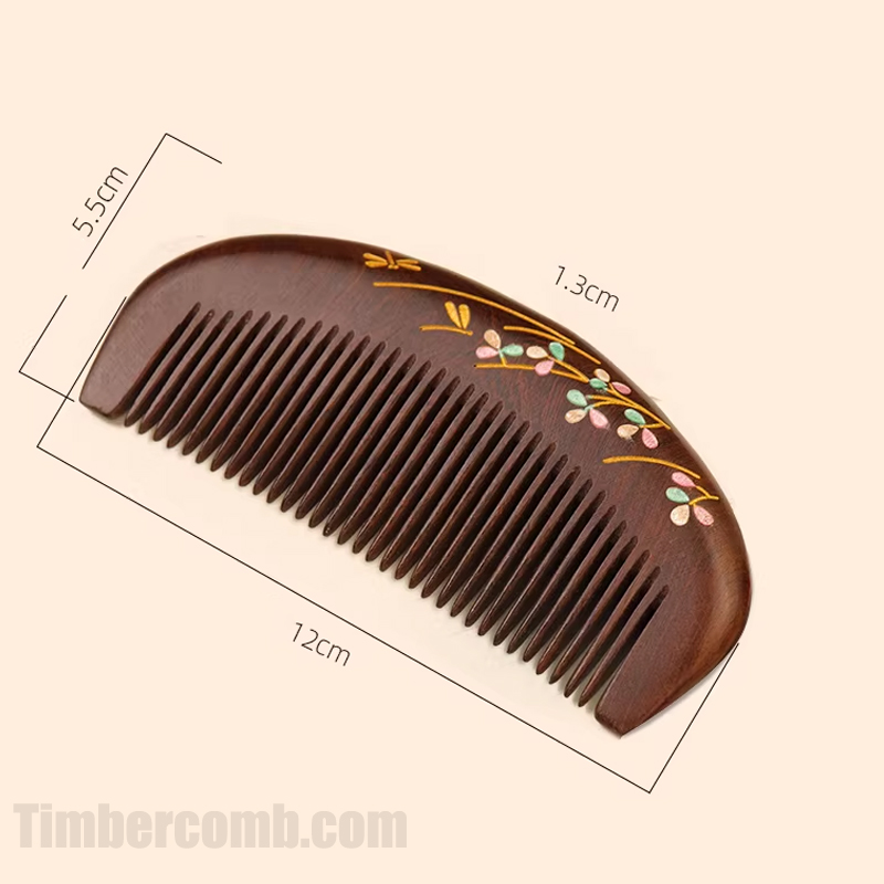 高級檀木櫛 木の櫛 くし 花 抜け毛防止 静電気防止 美髪 頭皮マッサージ 天然木