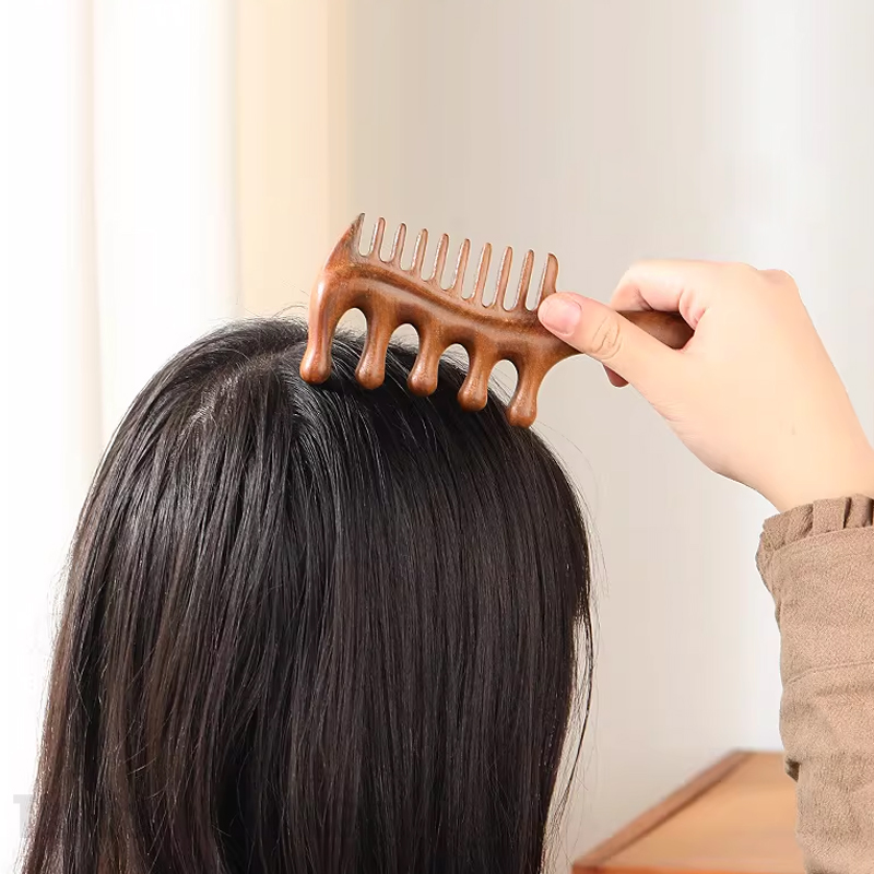 檀木櫛 多機能 木製の櫛 マッサージコーム 両面 頭皮マッサージ かっさ 血行促進 静電気防止