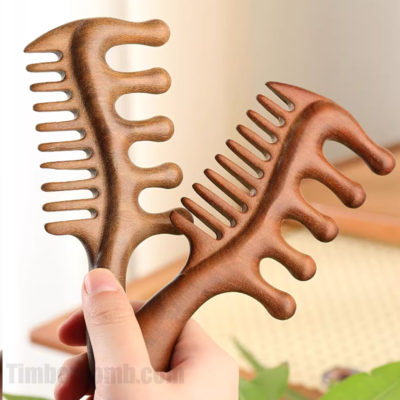 檀木櫛 多機能 木製の櫛 マッサージコーム 両面 頭皮マッサージ かっさ 血行促進 静電気防止
