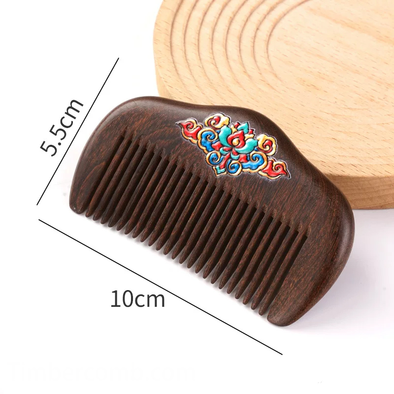 檀木櫛 携帯用 木の櫛 絵付き お守り 静電気防止 美髪 豊富なデザイン メンズレディース コンパクト