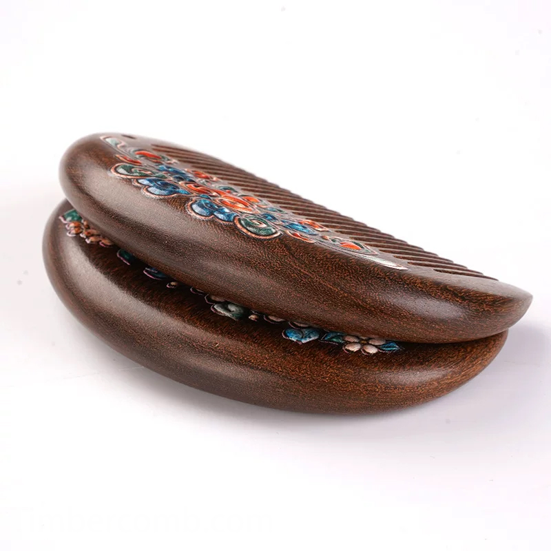 檀木櫛 携帯用 木の櫛 絵付き お守り 静電気防止 美髪 豊富なデザイン メンズレディース コンパクト