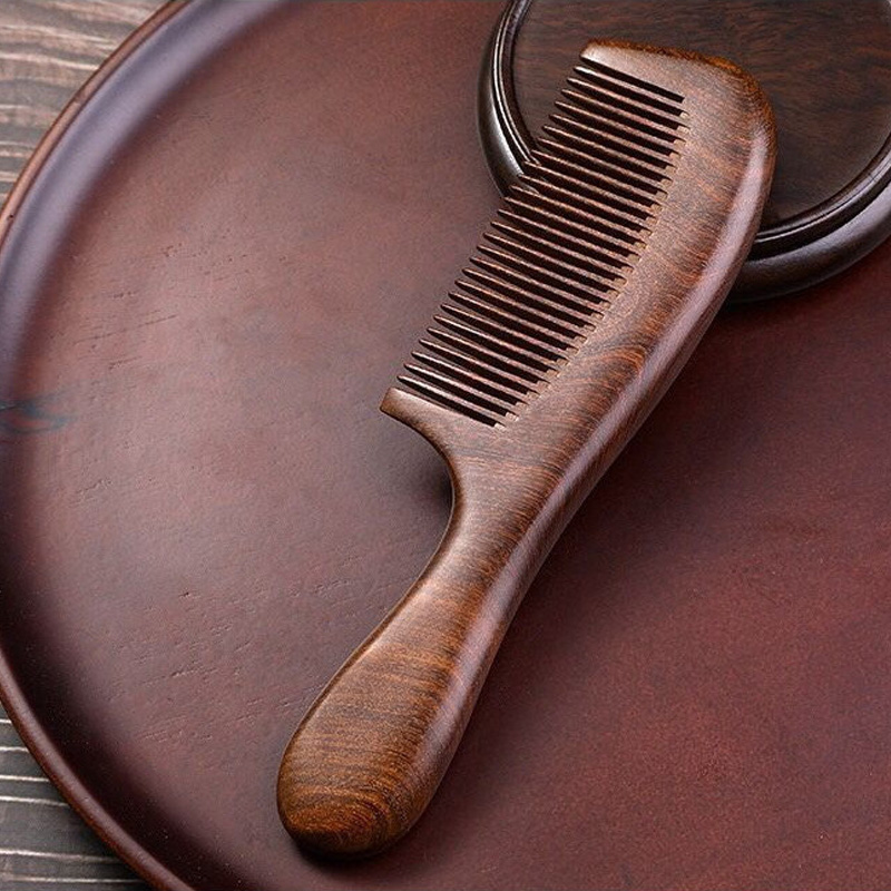 古材白檀製ヘアコーム（実木・長髪用・男女兼用・ストレートヘア/まとめ髪用家庭用櫛）