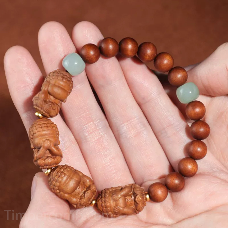 檀木ブレスレット 魔除け 四不仏 腕輪ブレスレット レディース お守り おしゃれ数珠ブレスレット