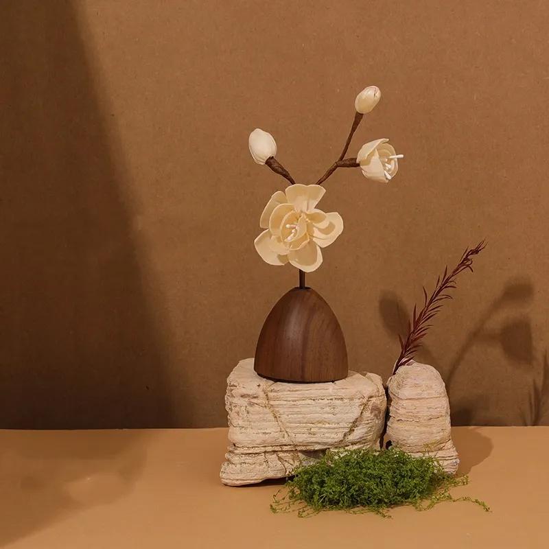 胡桃木の花瓶 ドライフラワー アロマオイルセット アロマ ディフューザー アロマ 車 安眠 瞑想 寝室