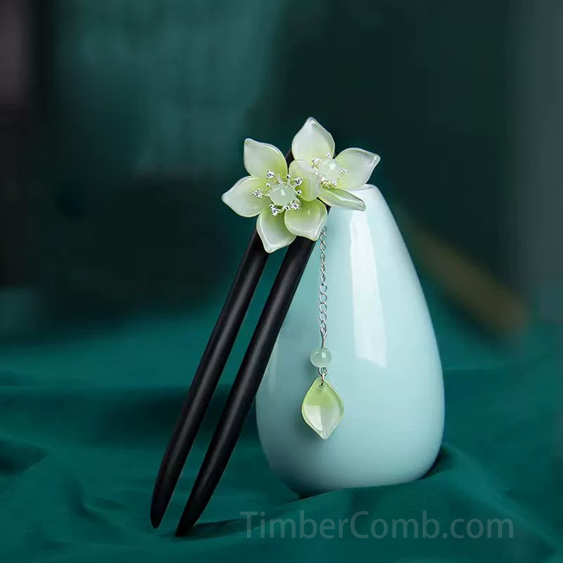 オリジナル手作り u字かんざし プレミアムモデル｜黒檀の艶で首元に高級感を宿す（女性用）-木彫り高級人気専門店