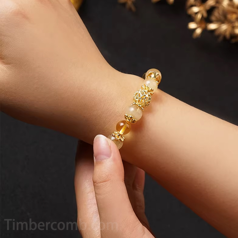 5A シトリンブレスレット【金運】金針水晶 パワーストーン ブレスレット メンズ レディース アクセサリー 天然石